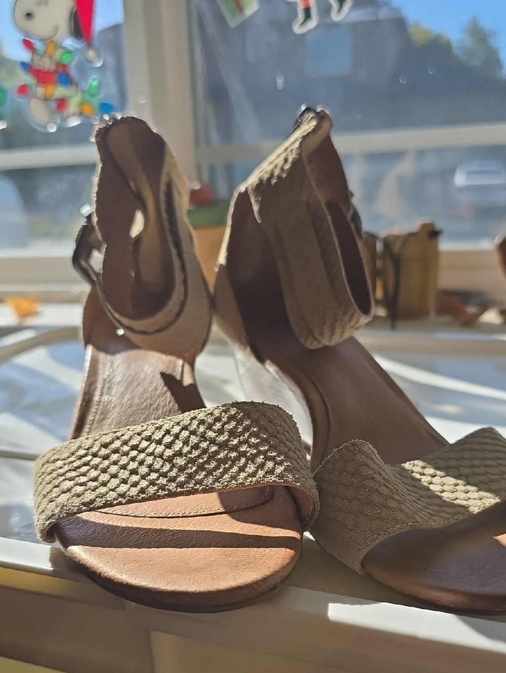 UGG Women's Taupe Textured Ankle-Strap Heels